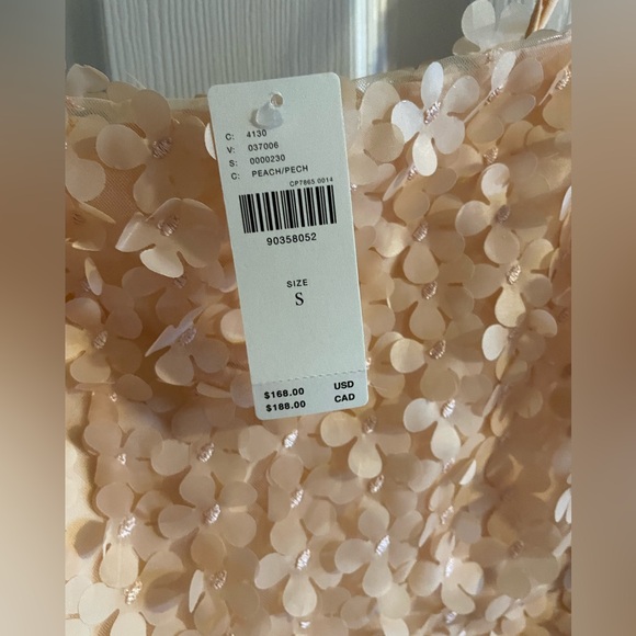 ANTHROPOLOGIE 3D FLORAL EMBELLISHED MINI DRESS PEACH SIZE S - Picture 7 of 10